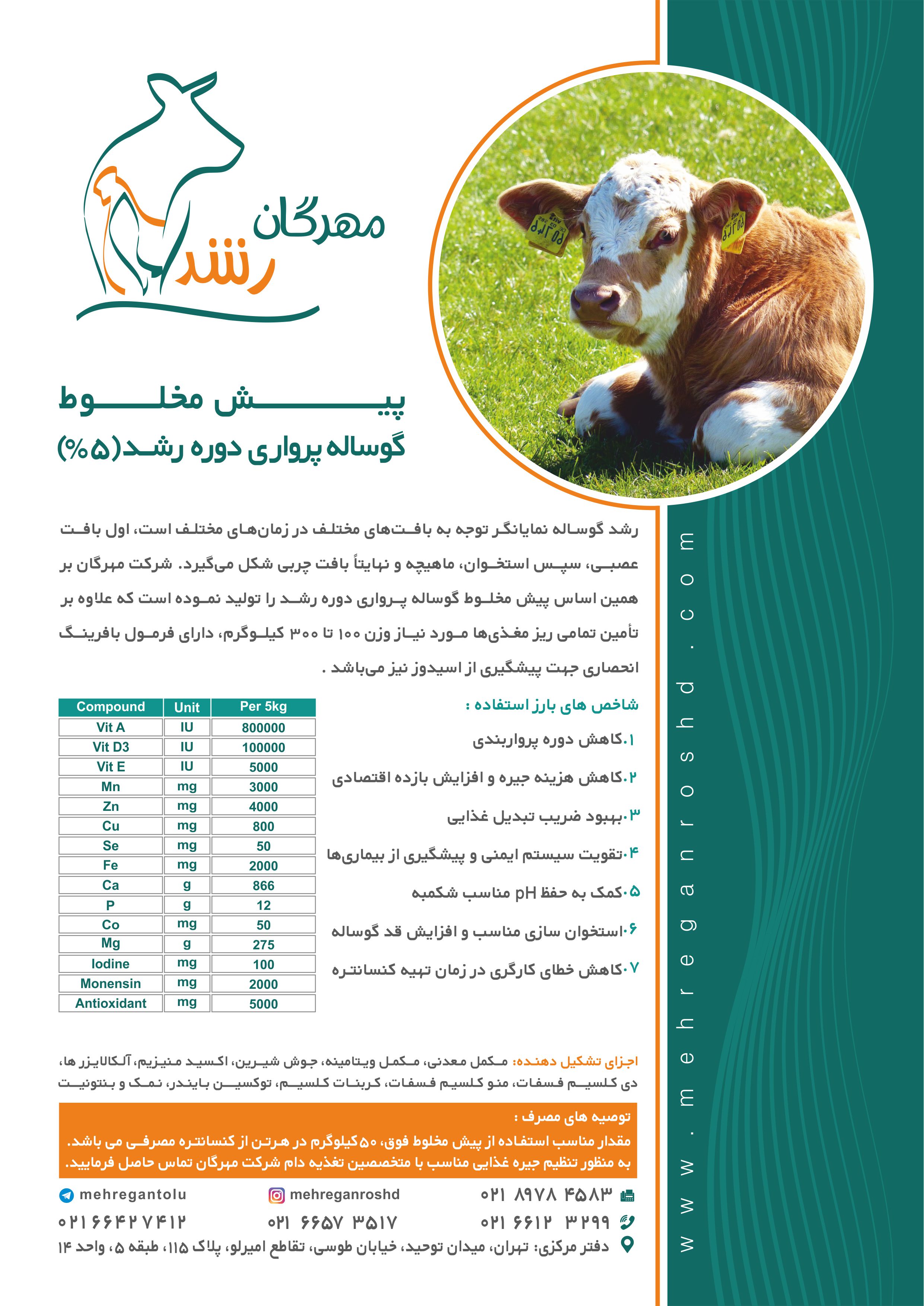 پیش مخلوط گوساله پرواری دوره رشد